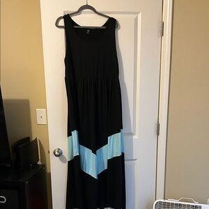 SHEIN Black Maxi Dress with Blue Accents